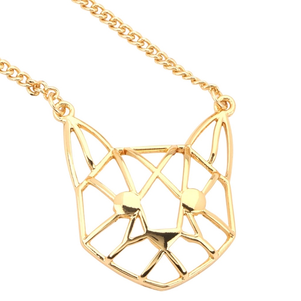 Kitty Cat Gold Geometric Necklace